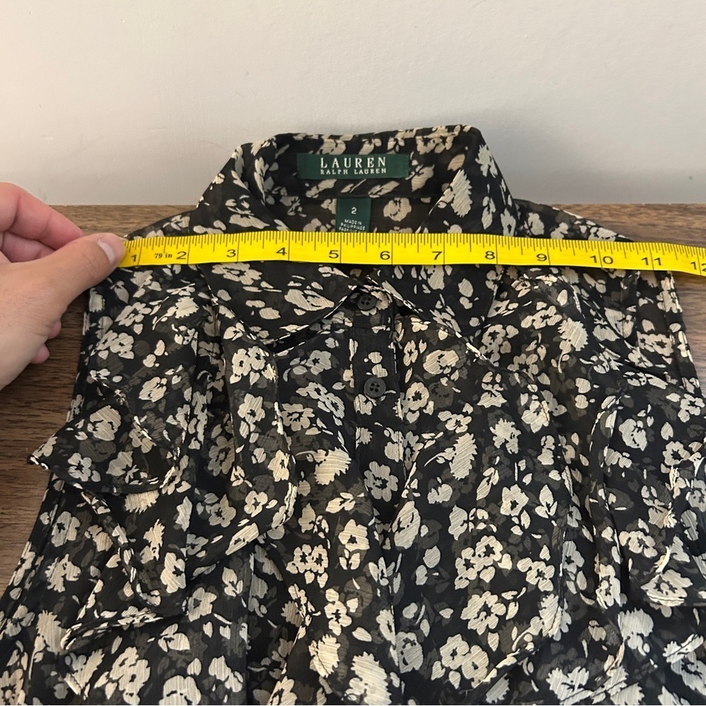 ❤️ Ralph Lauren Black and White Floral Blouse 2 - Picture 6 of 8